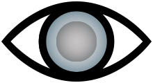 an eye with a dull iris and light pupil to indicate glaucoma