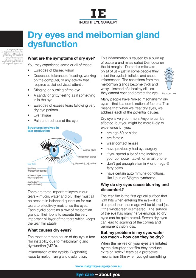 Dry eyes and meibomian gland dysfunction