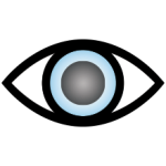 an eye with a dull grey pupil indicating a cataract